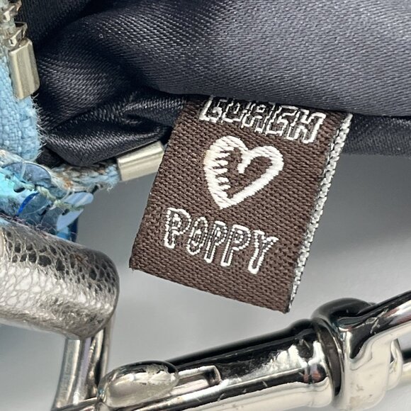 Limited Edition Coach Poppy 16303 Turquoise Sequin Bag w/ Silver Strap - Picture 14 of 16